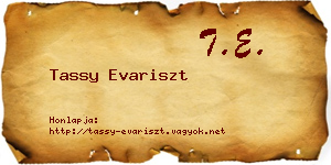 Tassy Evariszt névjegykártya